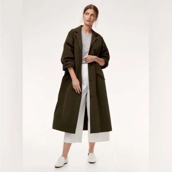 Aritzia The Group by Babaton Skylar Trench Coat Olive Moss Green - Picture 1 of 16